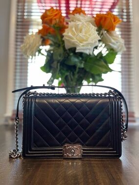 ✨Chanel✨ Large Boy Bag in Black and Silver